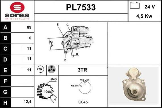 Sera PL7533 - Стартер vvparts.bg