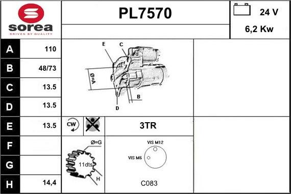 Sera PL7570 - Стартер vvparts.bg