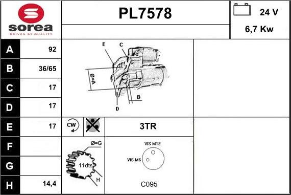 Sera PL7578 - Стартер vvparts.bg