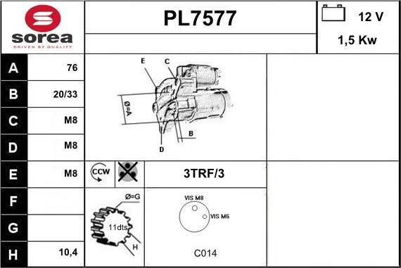 Sera PL7577 - Стартер vvparts.bg