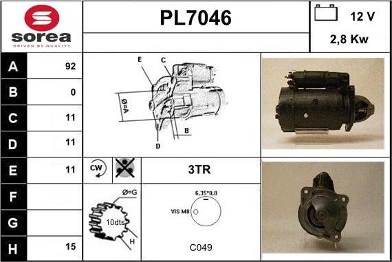 Sera PL7046 - Стартер vvparts.bg