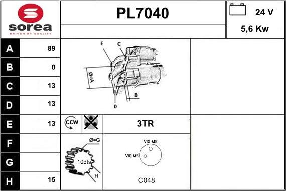 Sera PL7040 - Стартер vvparts.bg