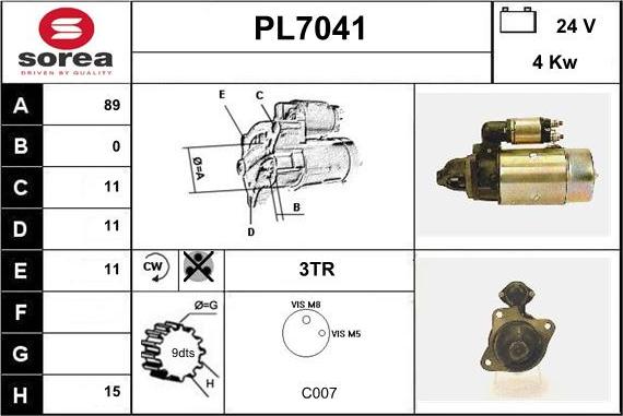 Sera PL7041 - Стартер vvparts.bg