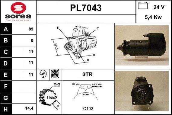 Sera PL7043 - Стартер vvparts.bg