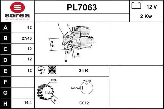 Sera PL7063 - Стартер vvparts.bg