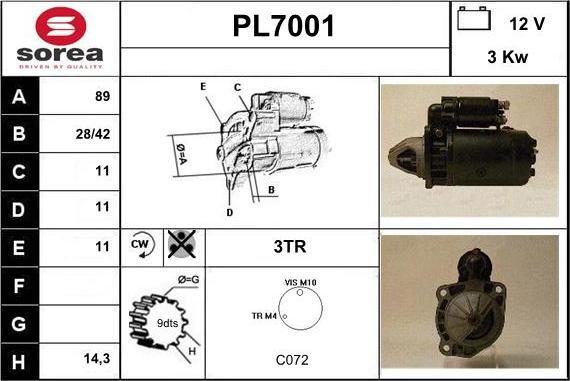 Sera PL7001 - Стартер vvparts.bg