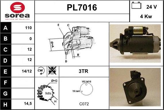 Sera PL7016 - Стартер vvparts.bg