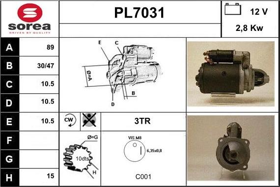 Sera PL7031 - Стартер vvparts.bg