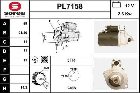 Sera PL7158 - Стартер vvparts.bg