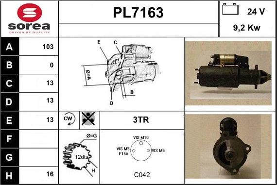 Sera PL7163 - Стартер vvparts.bg