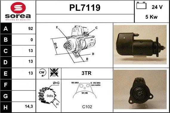 Sera PL7119 - Стартер vvparts.bg