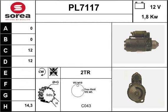 Sera PL7117 - Стартер vvparts.bg