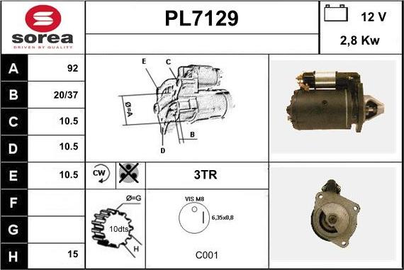 Sera PL7129 - Стартер vvparts.bg