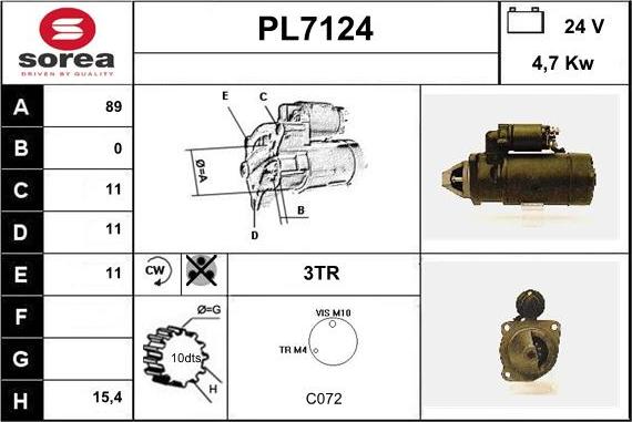 Sera PL7124 - Стартер vvparts.bg