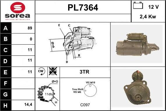 Sera PL7364 - Стартер vvparts.bg