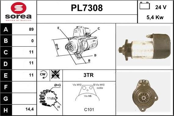 Sera PL7308 - Стартер vvparts.bg