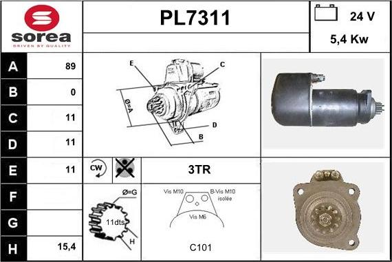 Sera PL7311 - Стартер vvparts.bg