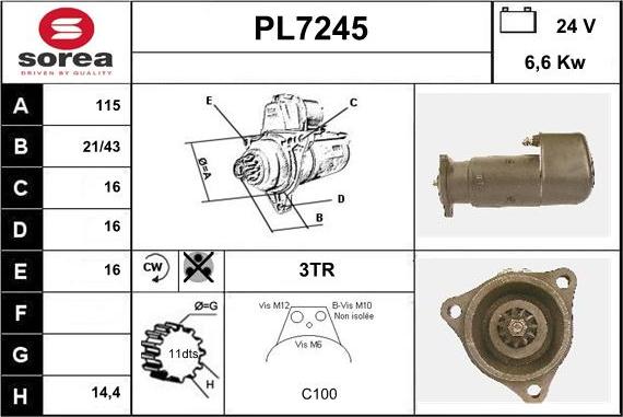 Sera PL7245 - Стартер vvparts.bg