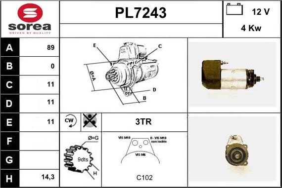 Sera PL7243 - Стартер vvparts.bg