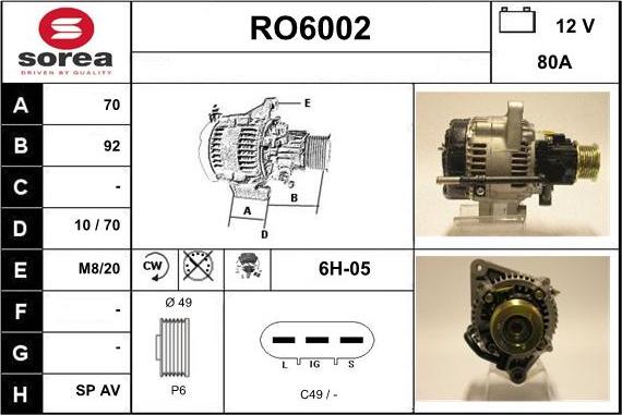 Sera RO6002 - Генератор vvparts.bg