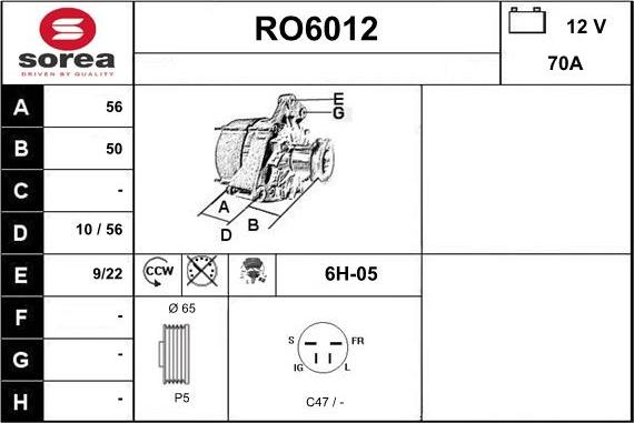 Sera RO6012 - Генератор vvparts.bg