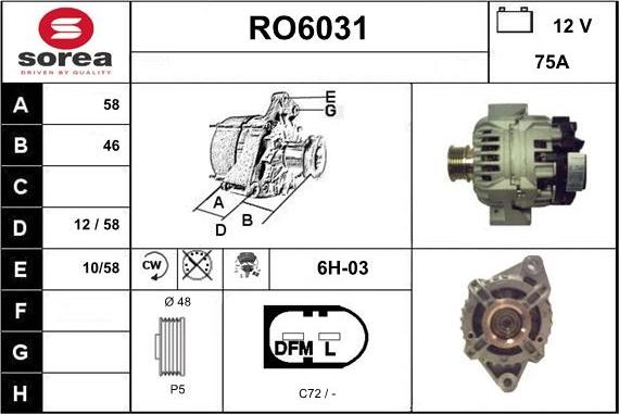 Sera RO6031 - Генератор vvparts.bg