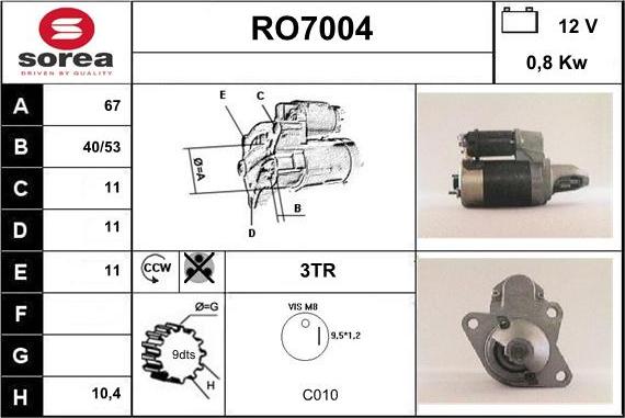 Sera RO7004 - Стартер vvparts.bg