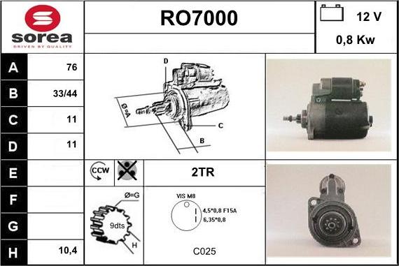 Sera RO7000 - Стартер vvparts.bg