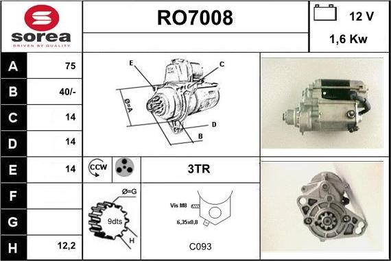 Sera RO7008 - Стартер vvparts.bg