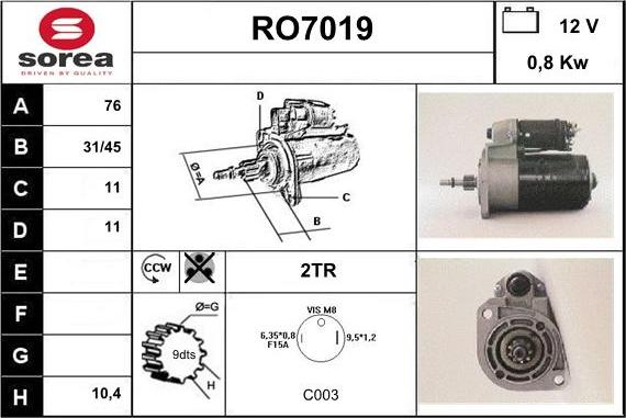 Sera RO7019 - Стартер vvparts.bg