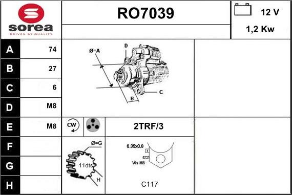 Sera RO7039 - Стартер vvparts.bg