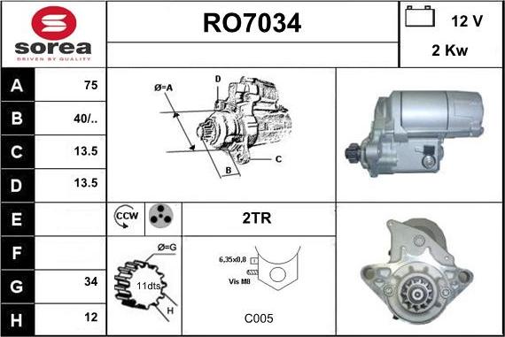 Sera RO7034 - Стартер vvparts.bg