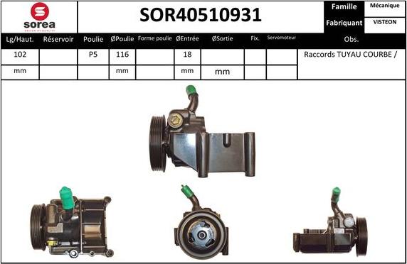 Sera SOR40510931 - Хидравлична помпа, кормилно управление vvparts.bg