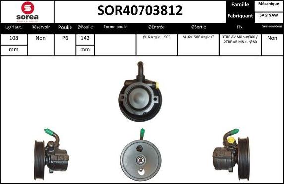 Sera SOR40703812 - Хидравлична помпа, кормилно управление vvparts.bg