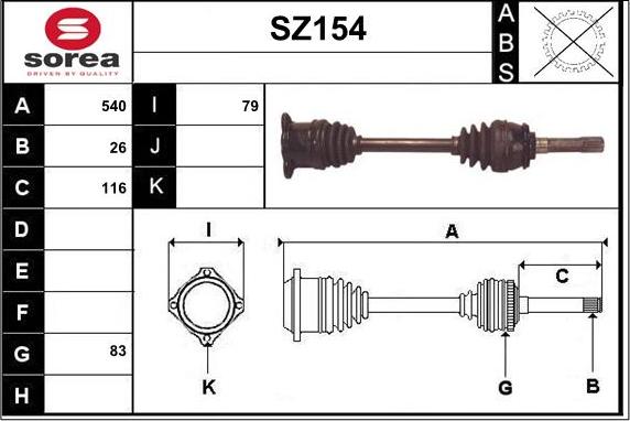 Sera SZ154 - Полуоска vvparts.bg