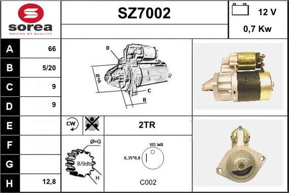 Sera SZ7002 - Стартер vvparts.bg