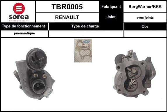 Sera TBR0005 - Турбина, принудително пълнене с въздух vvparts.bg