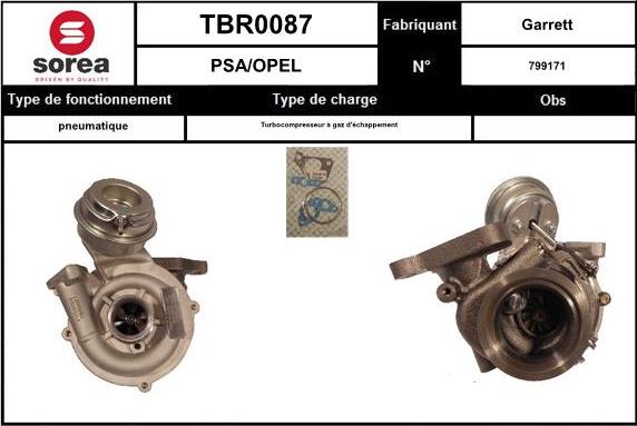 Sera TBR0087 - Турбина, принудително пълнене с въздух vvparts.bg