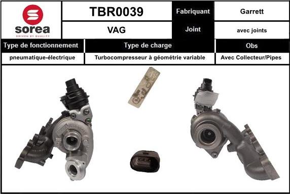 Sera TBR0039 - Турбина, принудително пълнене с въздух vvparts.bg
