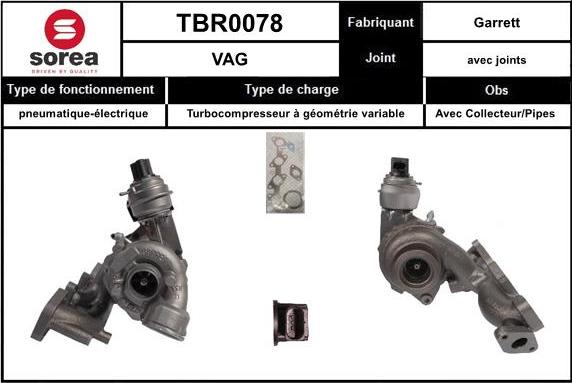 Sera TBR0078 - Турбина, принудително пълнене с въздух vvparts.bg