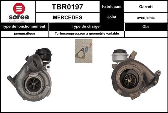 Sera TBR0197 - Турбина, принудително пълнене с въздух vvparts.bg