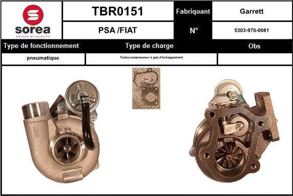 Sera TBR0151 - Турбина, принудително пълнене с въздух vvparts.bg