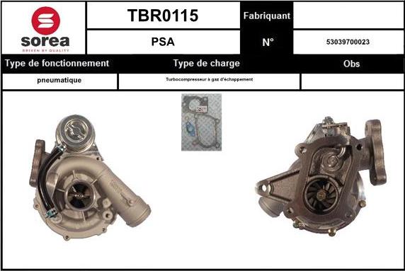Sera TBR0115 - Турбина, принудително пълнене с въздух vvparts.bg