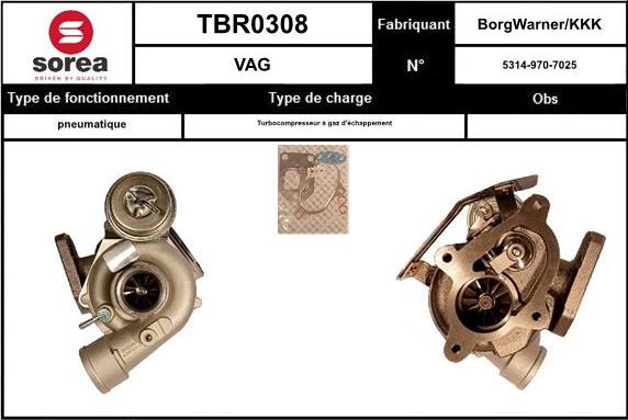 Sera TBR0308 - Турбина, принудително пълнене с въздух vvparts.bg