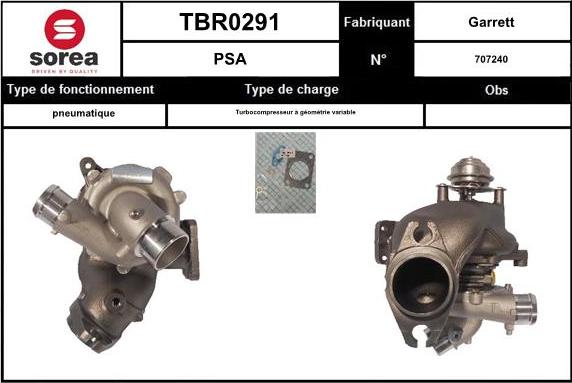 Sera TBR0291 - Турбина, принудително пълнене с въздух vvparts.bg