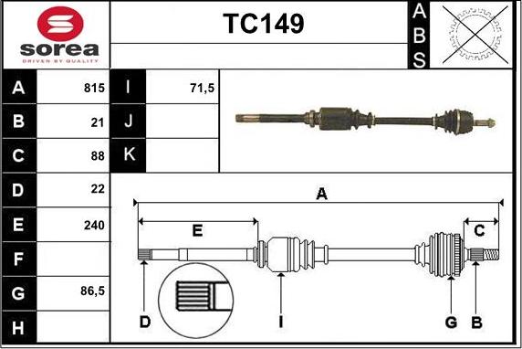 Sera TC149 - Полуоска vvparts.bg