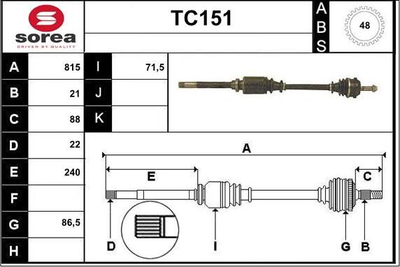 Sera TC151 - Полуоска vvparts.bg