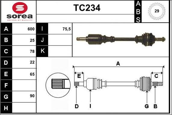 Sera TC234 - Полуоска vvparts.bg