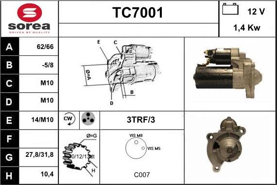 Sera TC7001 - Стартер vvparts.bg