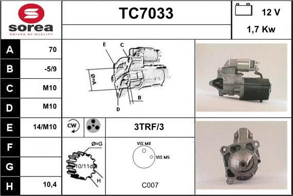 Sera TC7033 - Стартер vvparts.bg